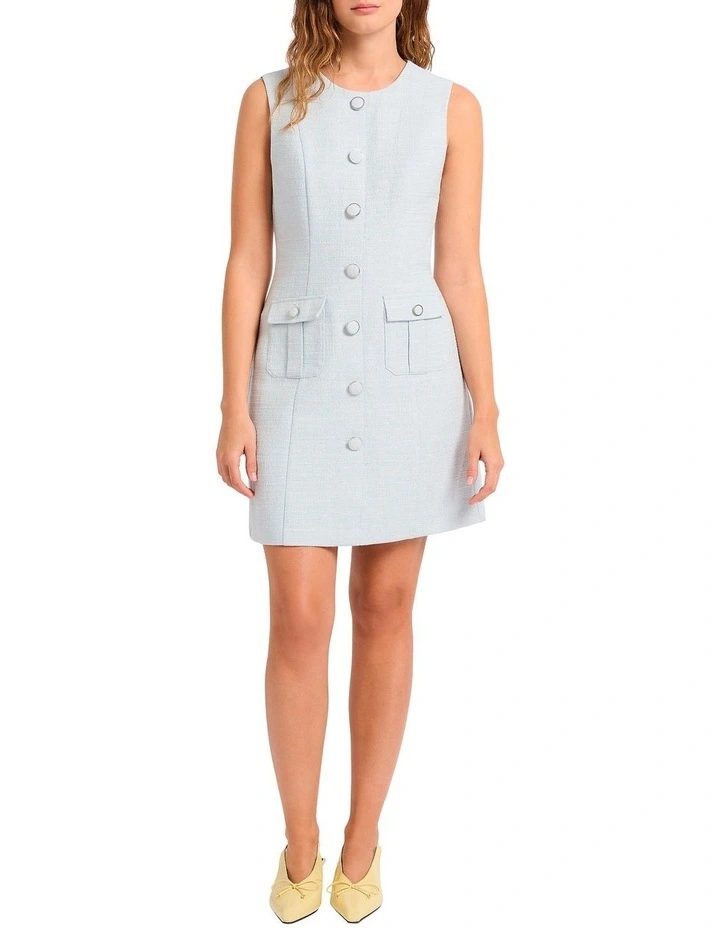 Sussex Tweed Mini Dress in Blue image 2