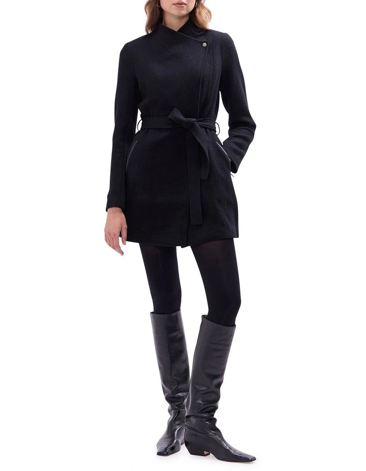 Ruby Felted Wool Coat in Black image 2