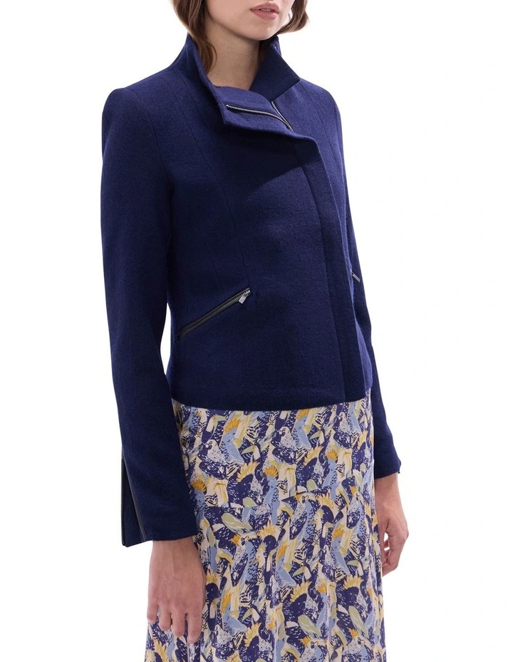 Lani Felted Wool Jacket in Navy image 2