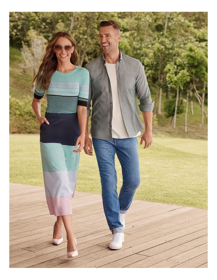 Lifesaver Colour Block Skirt Navy Multi image 2