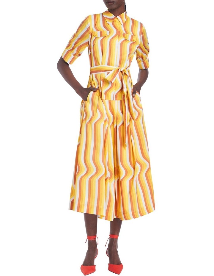 Golden Twirls Cotton Dress in Mimosa Multi