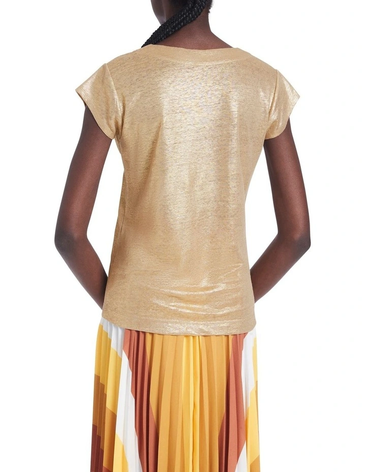 Afterglow Foil Linen Tee in Gold image 3