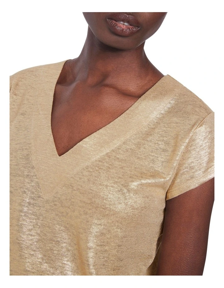 Afterglow Foil Linen Tee in Gold image 4