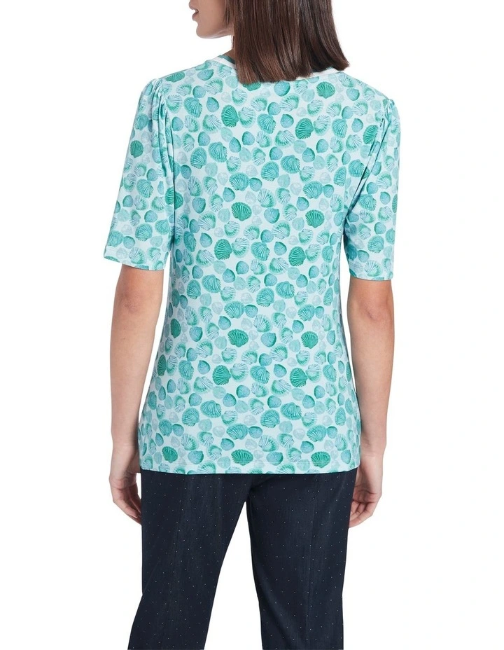 Saved By The Shell Tee in Turquoise Multi image 3