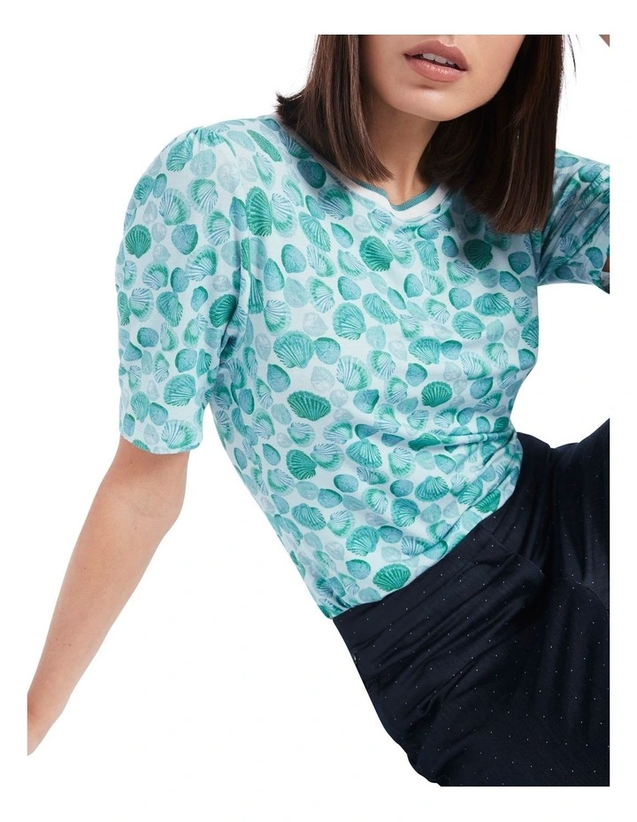 Saved By The Shell Tee in Turquoise Multi image 4