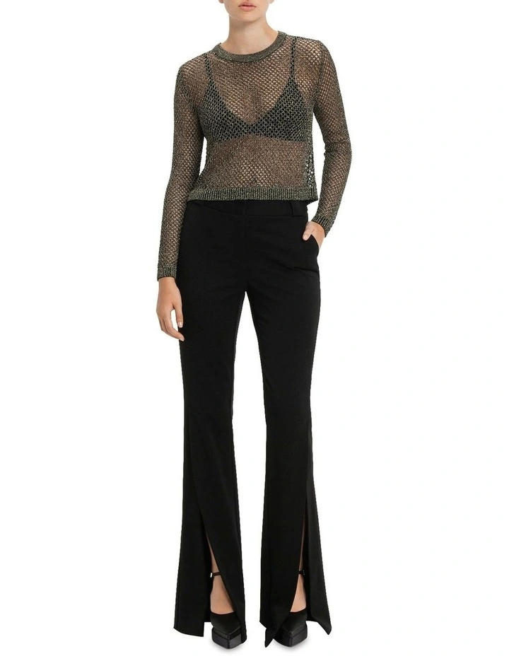 Lurex Crochet Knit Top in Black image 1