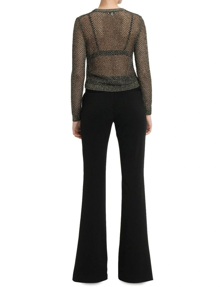 Lurex Crochet Knit Top in Black image 2