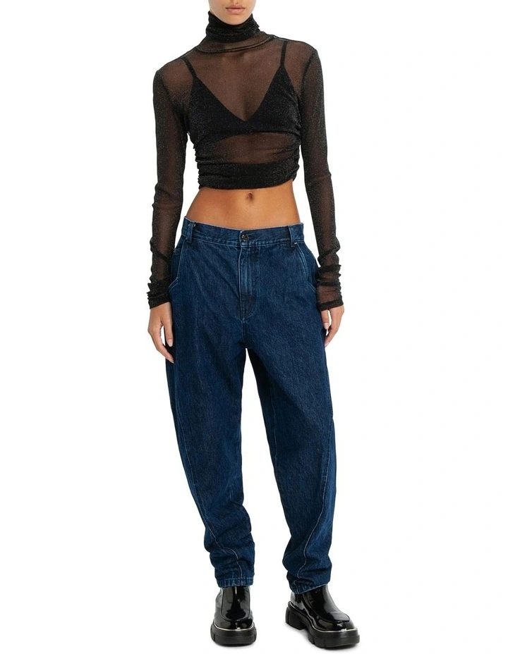 Glitter Mesh Top in Black image 4
