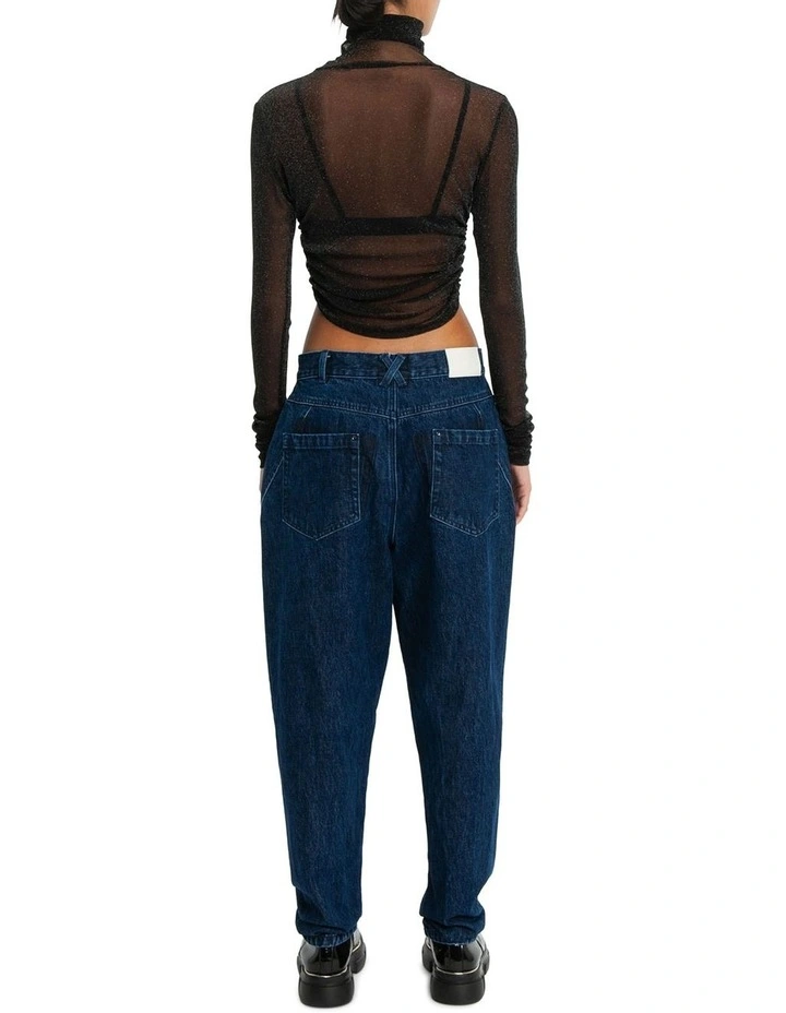 Glitter Mesh Top in Black image 5
