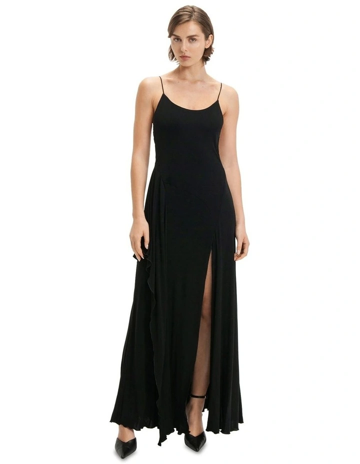 Low Back Jersey Maxi Dress in Black image 1