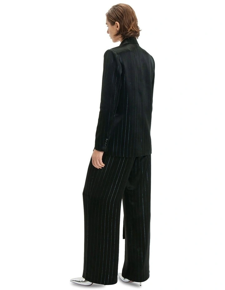 Holographic Pinstripe Double Breasted Blazer in Black image 2