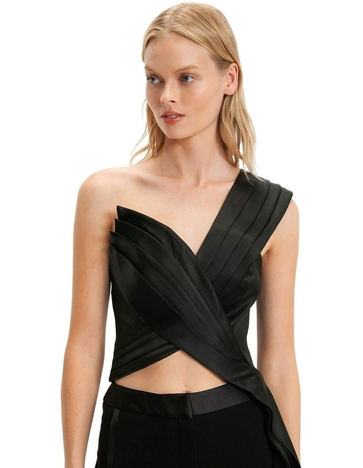 Sculptural Bodice Top in Black image 3