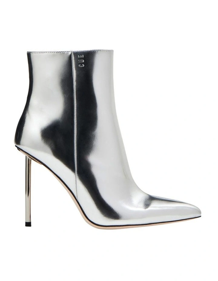 Metal Heel Ankle Boot in Silver image 1