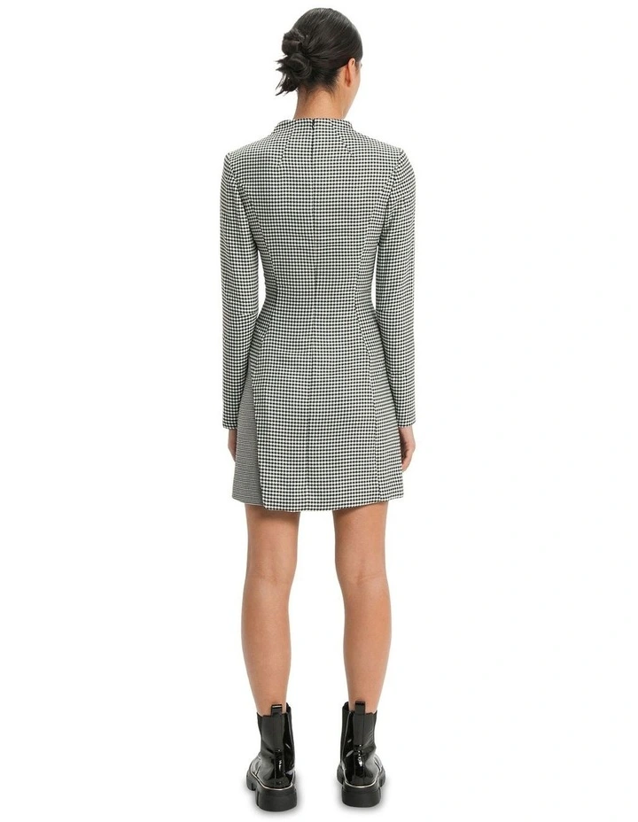 Houndstooth Layered Mini Dress in Black/White image 2