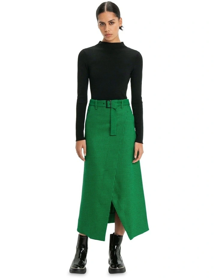 Houndstooth Maxi Skirt in Vivid Green image 1