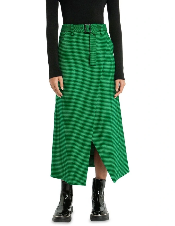 Houndstooth Maxi Skirt in Vivid Green image 3