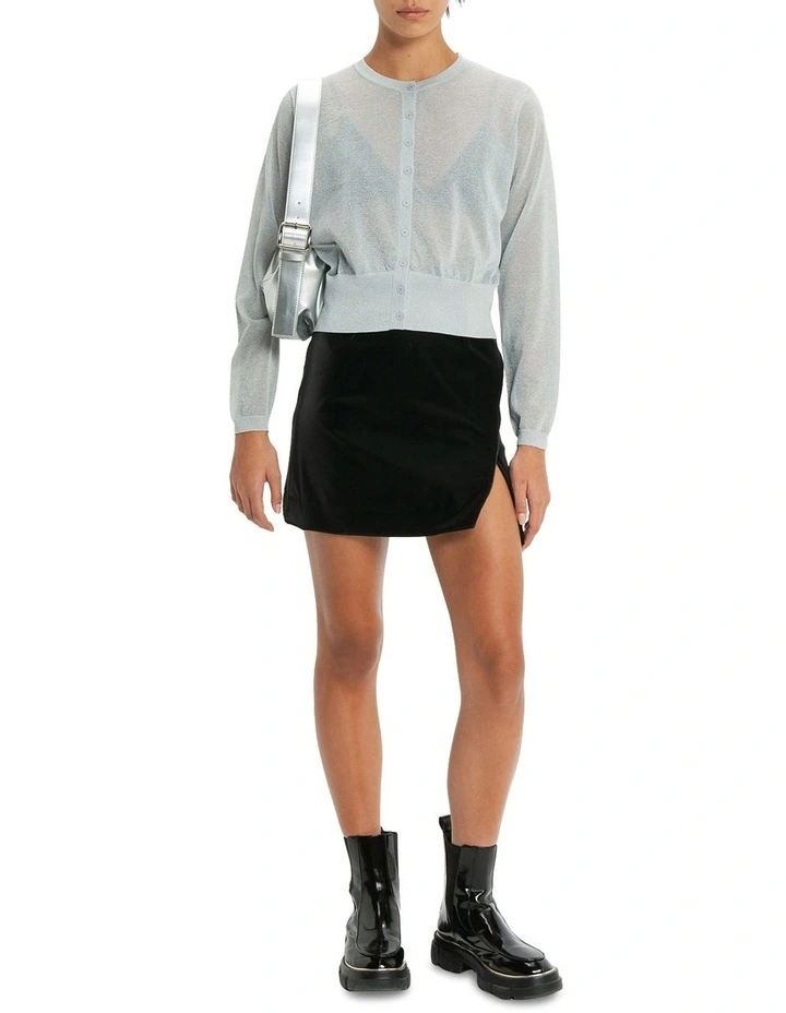 Sheer Lurex Cardigan in Silver image 1