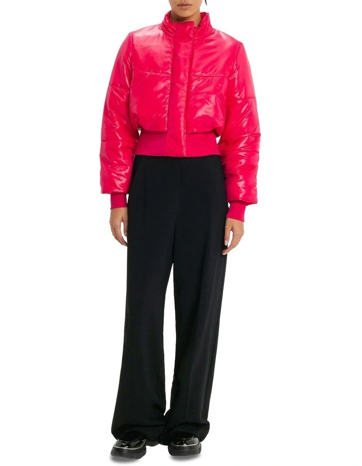 Cropped Puffer Jacket in Hot Pink image 1