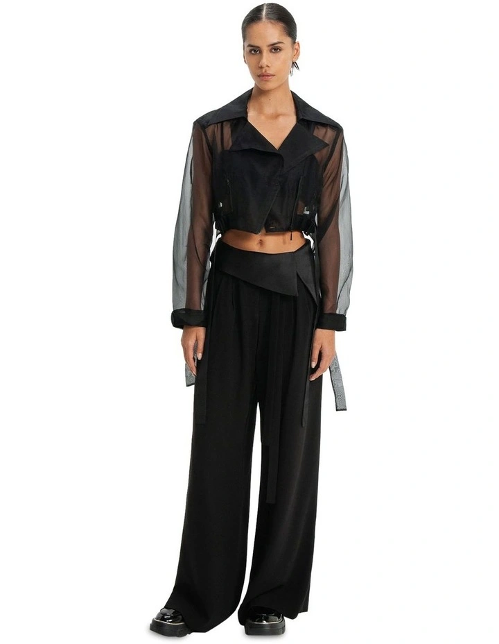 Silk Organza Biker Jacket in Black image 1