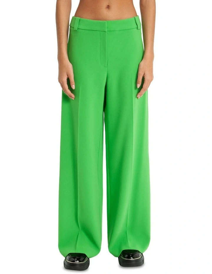Flat Front Wide Leg Pant in Tropical Green image 3