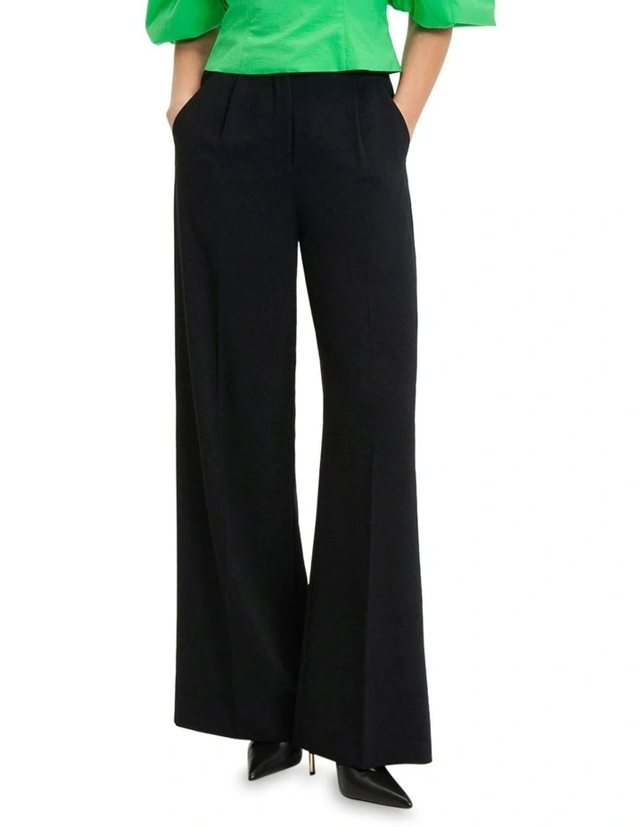 Wide leg tailored crepe pants