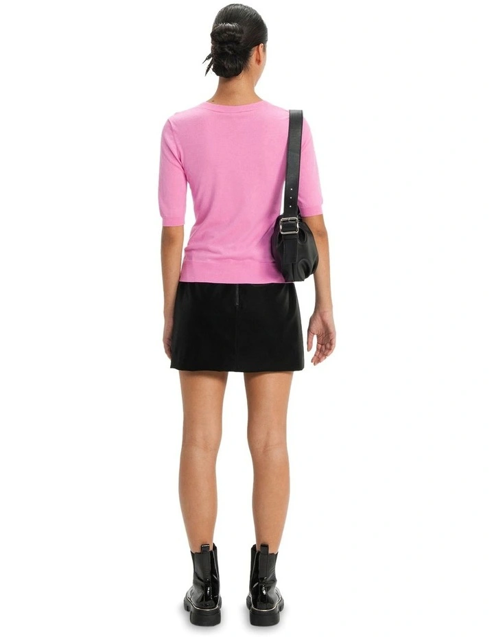 Elbow Sleeve Round Neck Knit in Candy Pink image 2