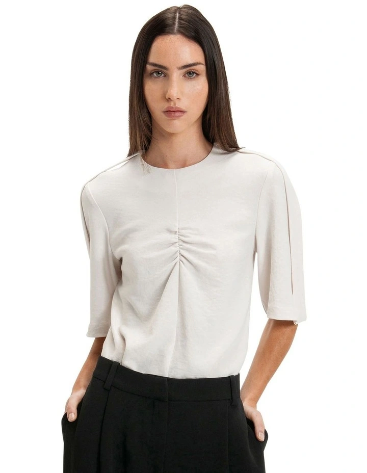 Rushed Front Top in Parchment image 3