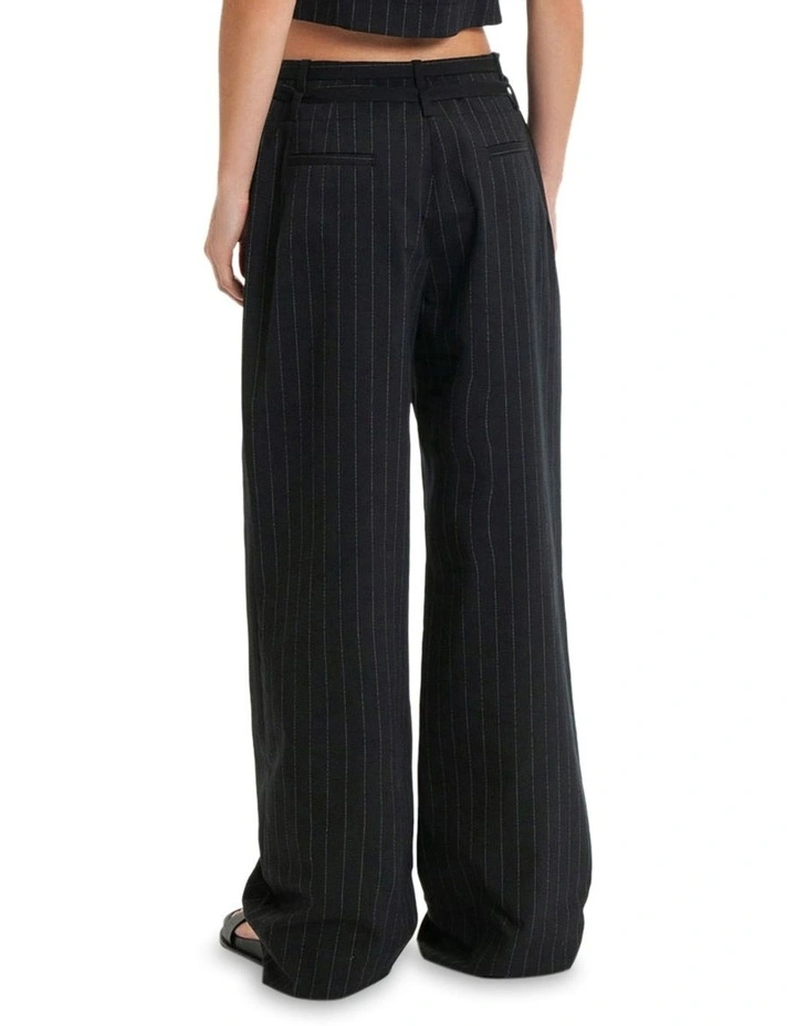 Pinstripe Tie Detail Pant in Black image 2