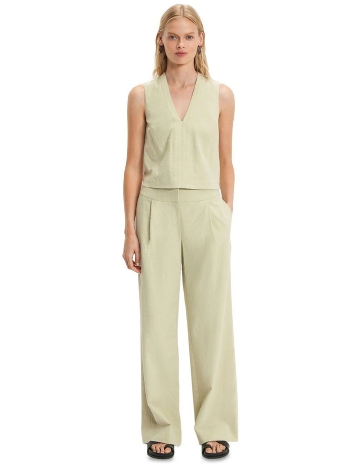 Cotton Linen Top in Sage image 1