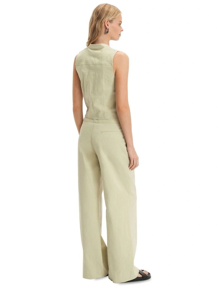 Cotton Linen Top in Sage image 2