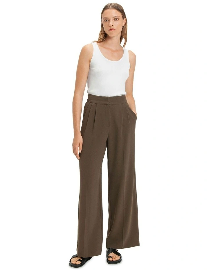 Crepe Pleat Front Pant in Olive image 1