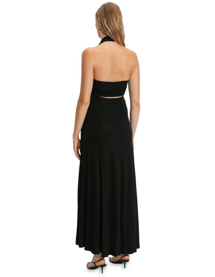 Jersey Halter Maxi Dress in Black image 2