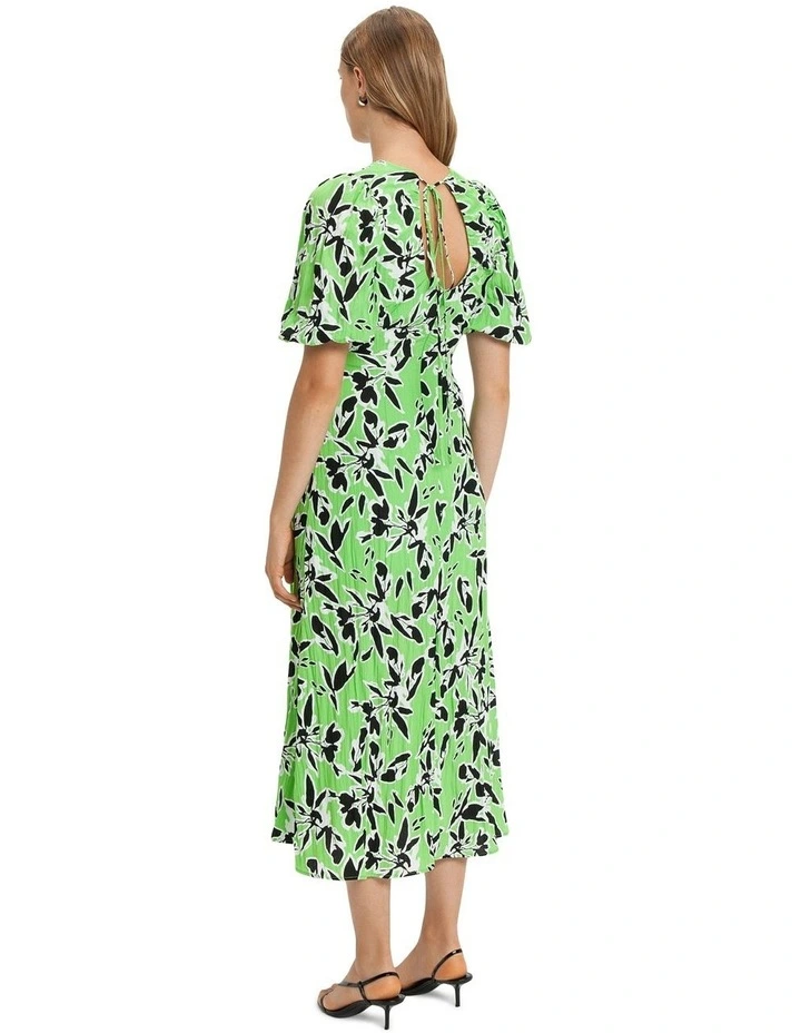 Artistic Floral Midi Dress in Green image 2