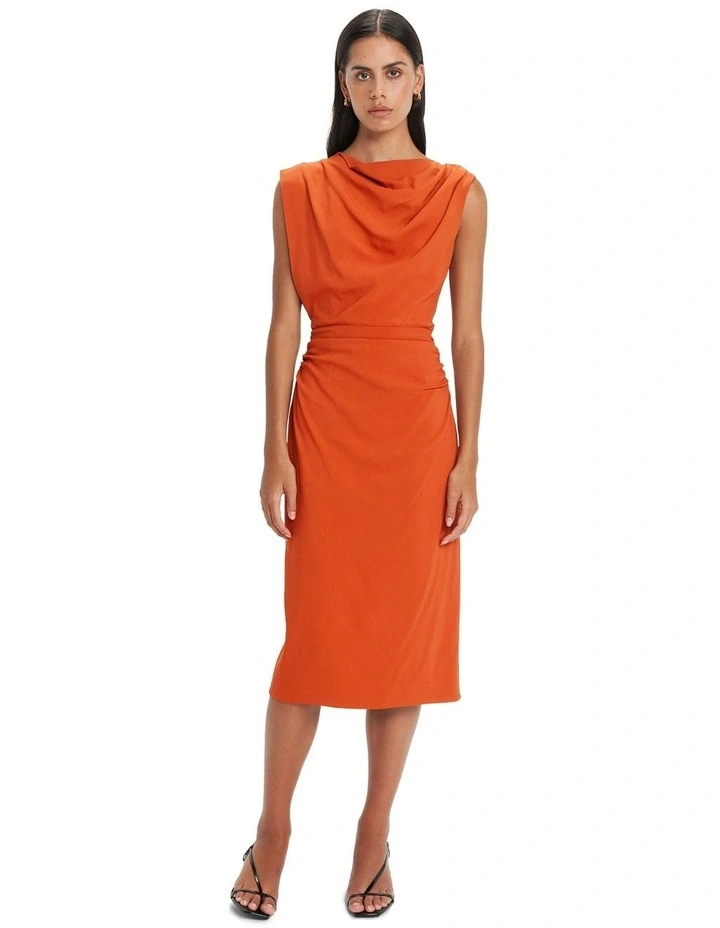 Cowl Neck Midi Dress in Maple image 1