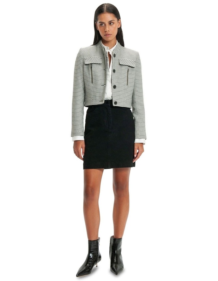 Check Cropped Jacket in Black/Grey Black