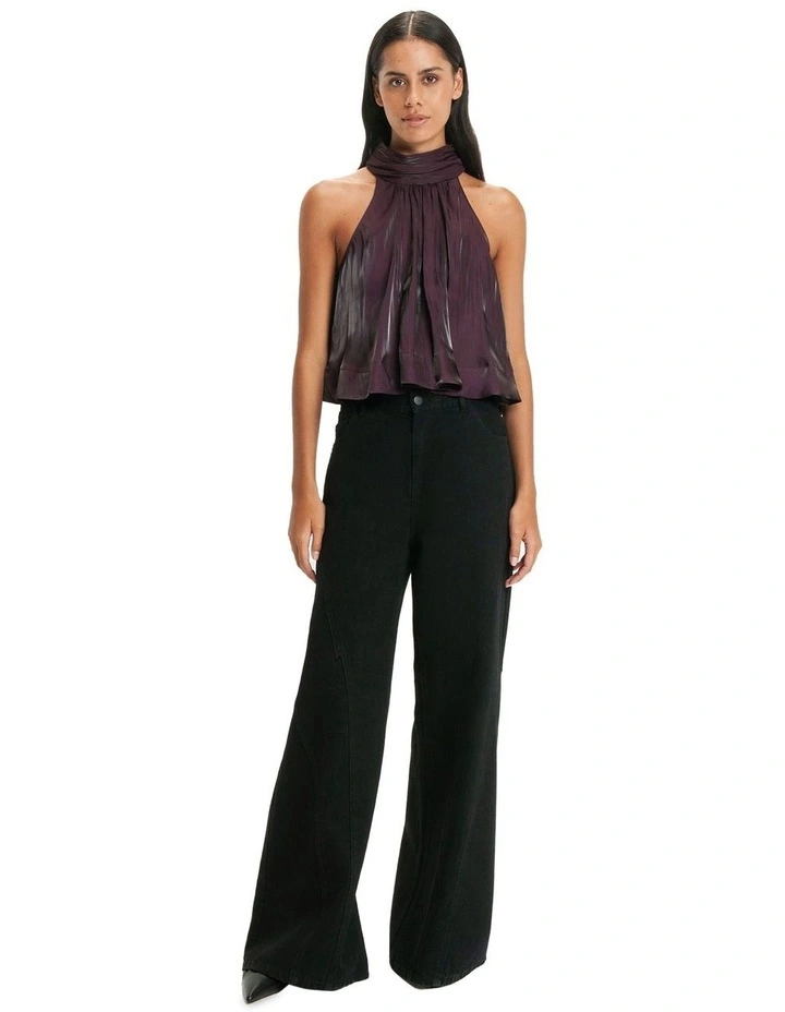 The Winter Mesh Flounce Top in Black