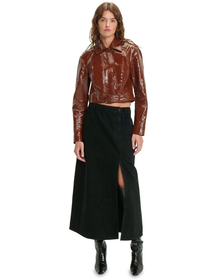 Gloss Linen Cropped Jacket in Sienna image 1