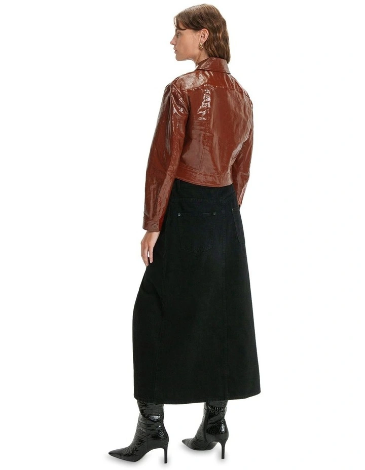 Gloss Linen Cropped Jacket in Sienna image 2