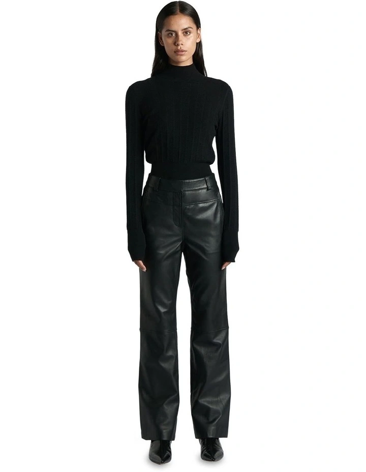 Boot Leg Leather Pant in Black image 1