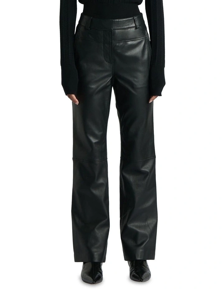 Boot Leg Leather Pant in Black image 3