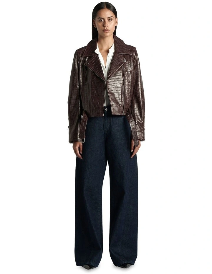 Leather Biker Jacket in Pinot image 1