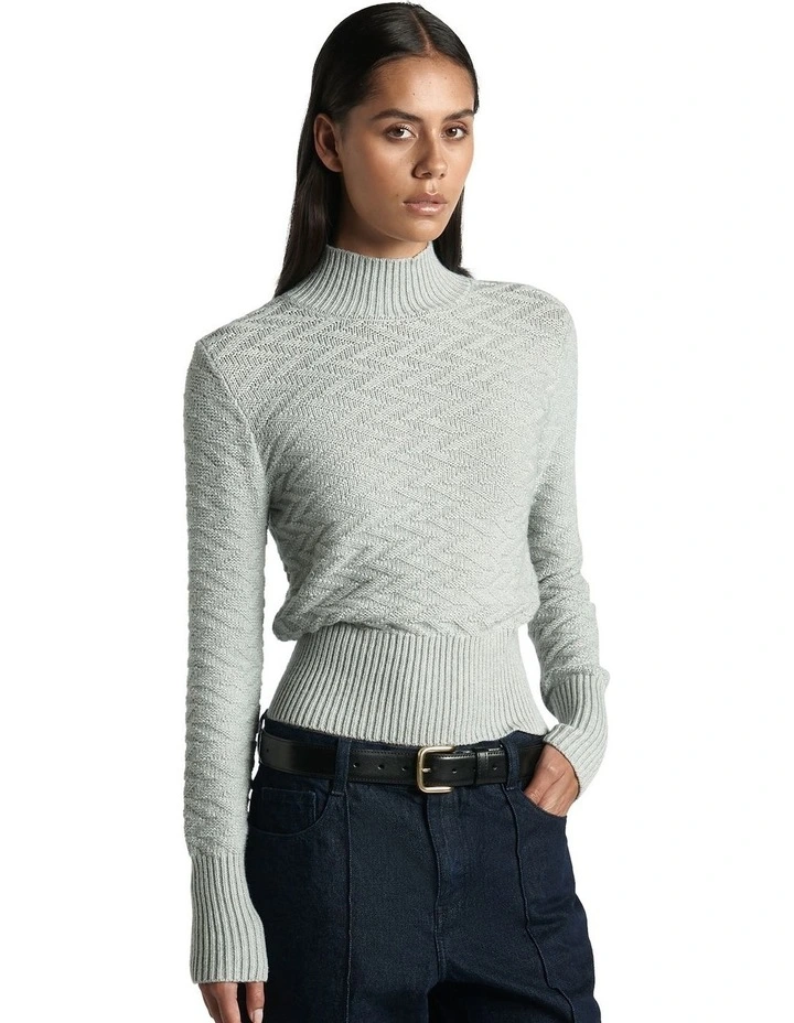 Chunky Zig Zag Sweater in Pale Grey image 3