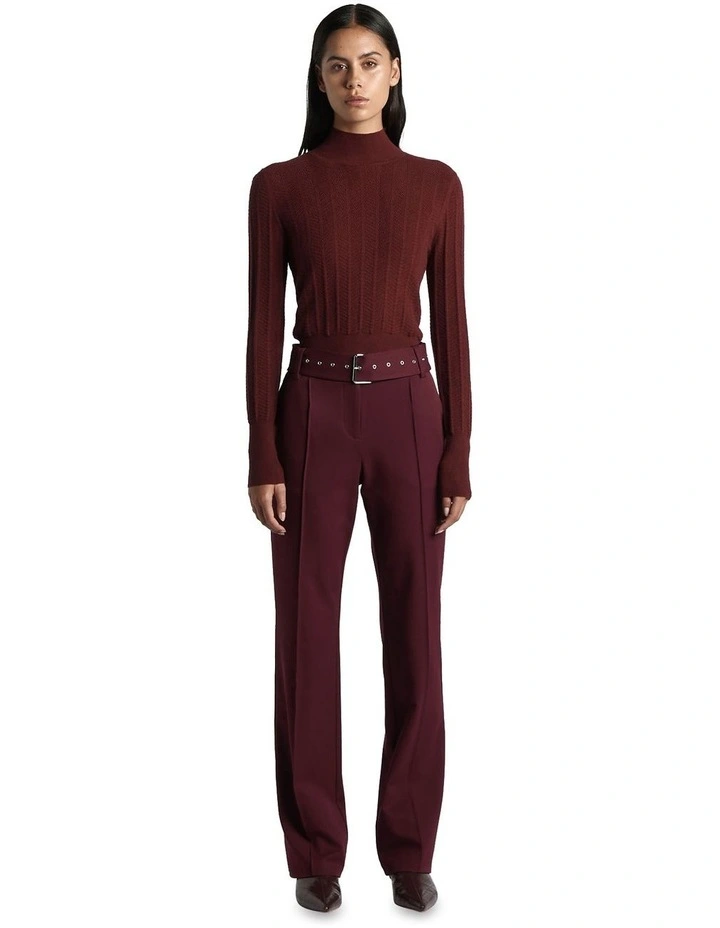 Chevron Stitch Sweater in Wine image 1