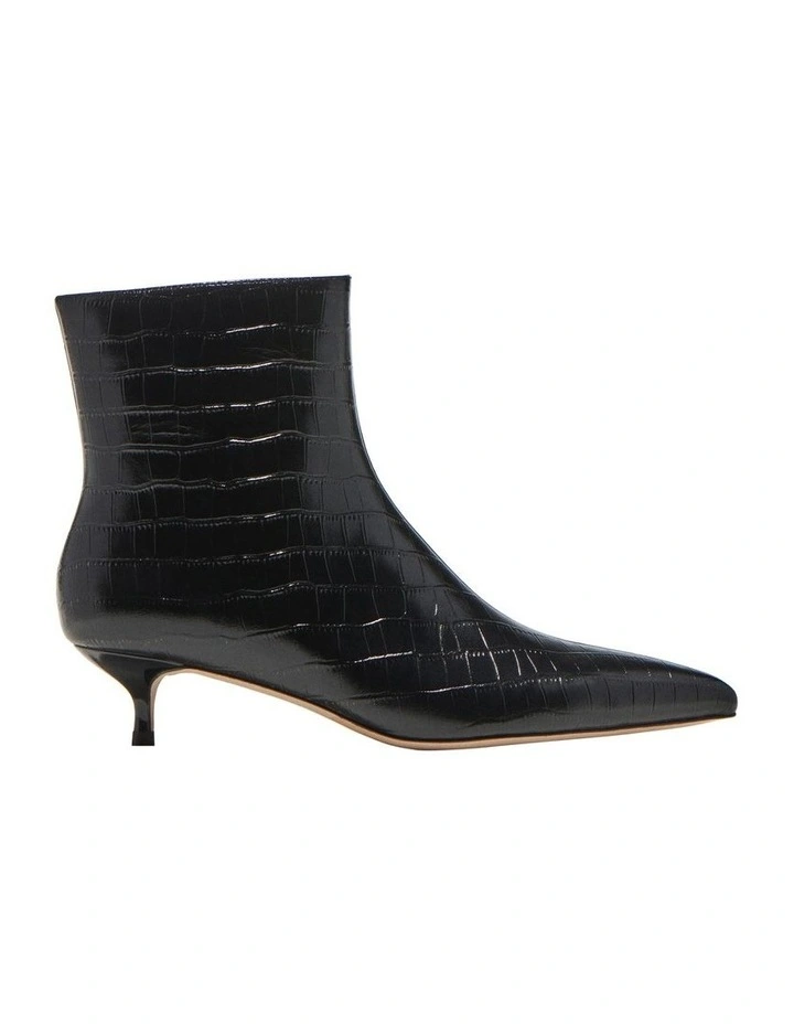 Croc Embossed Leather Boot in Black image 1