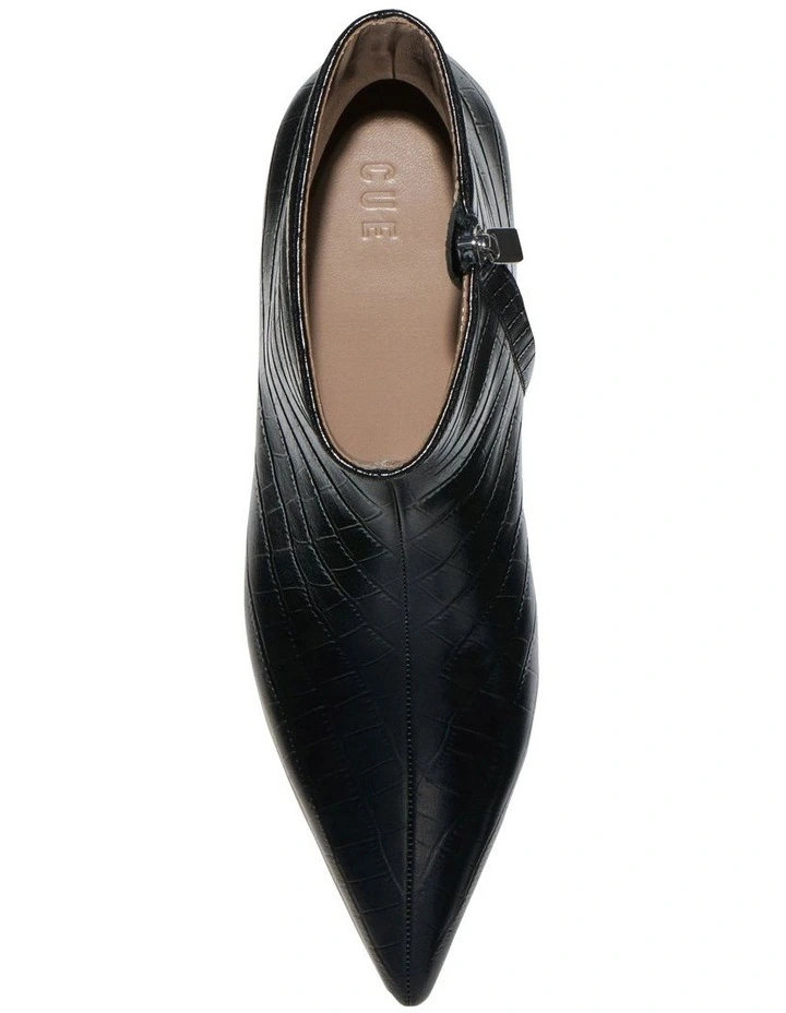 Croc Embossed Leather Boot in Black image 3