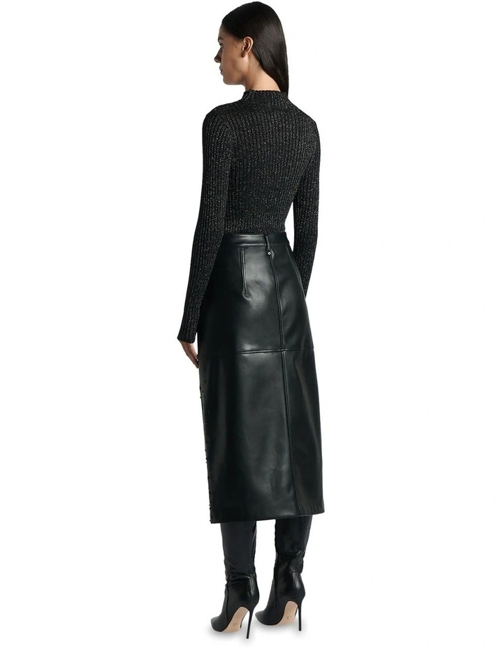 Embellished Midi Skirt in Black image 2