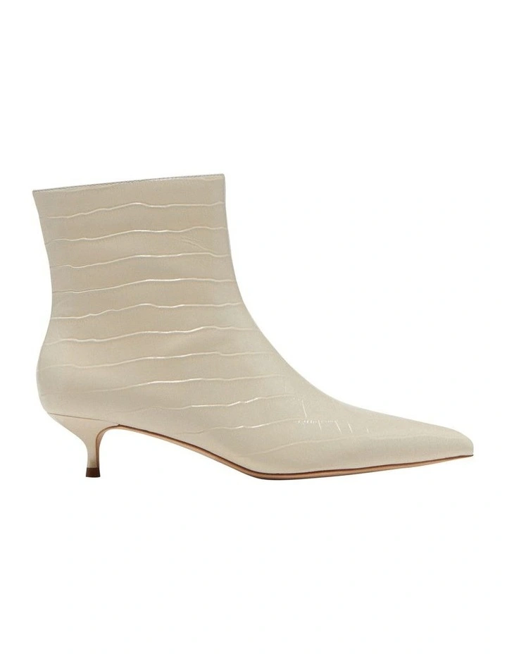 Croc Embossed Leather Boot in Cream image 1
