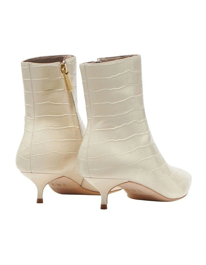 Croc Embossed Leather Boot in Cream image 2