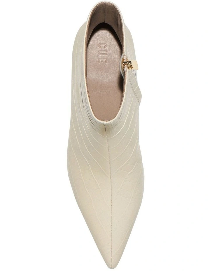 Croc Embossed Leather Boot in Cream image 3