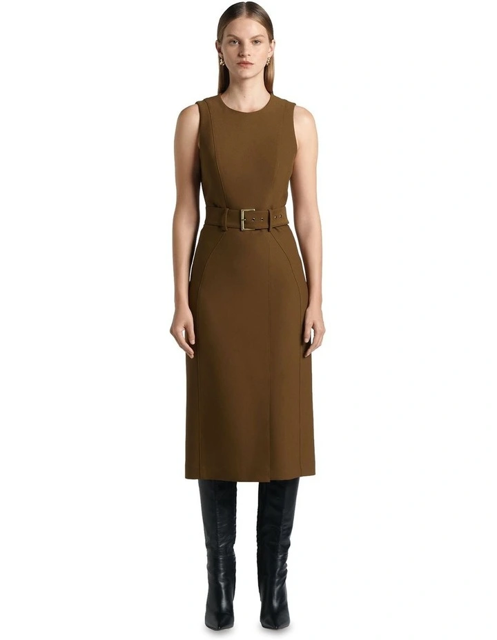Belted Column Dress in Nutmeg image 1